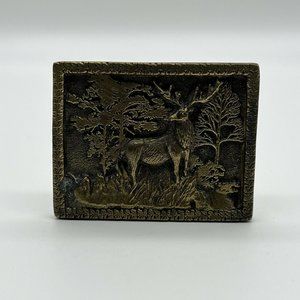 adezy belt buckle VTG 1978 Brass With Deer Elk Denver Colorado